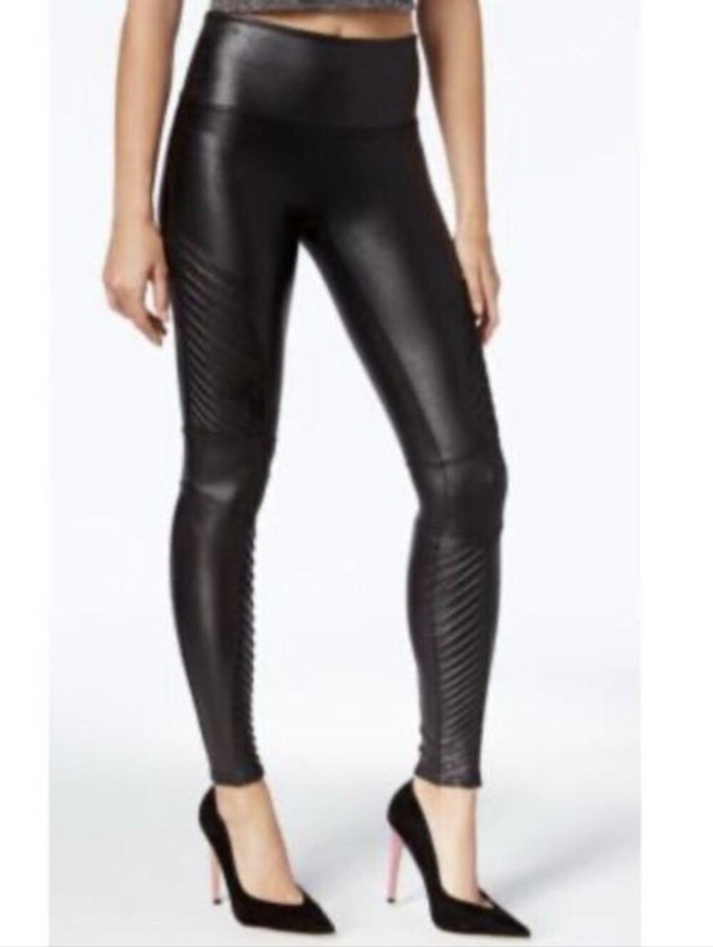 Spanx Moto-Style Stretch Legging Womens M Black Sporty Athletic Outdoor Retro